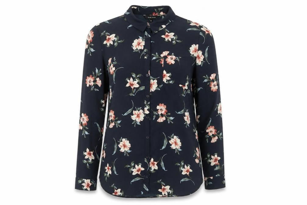 New Look Women's Black Floral Button-Up Shirt UK 16