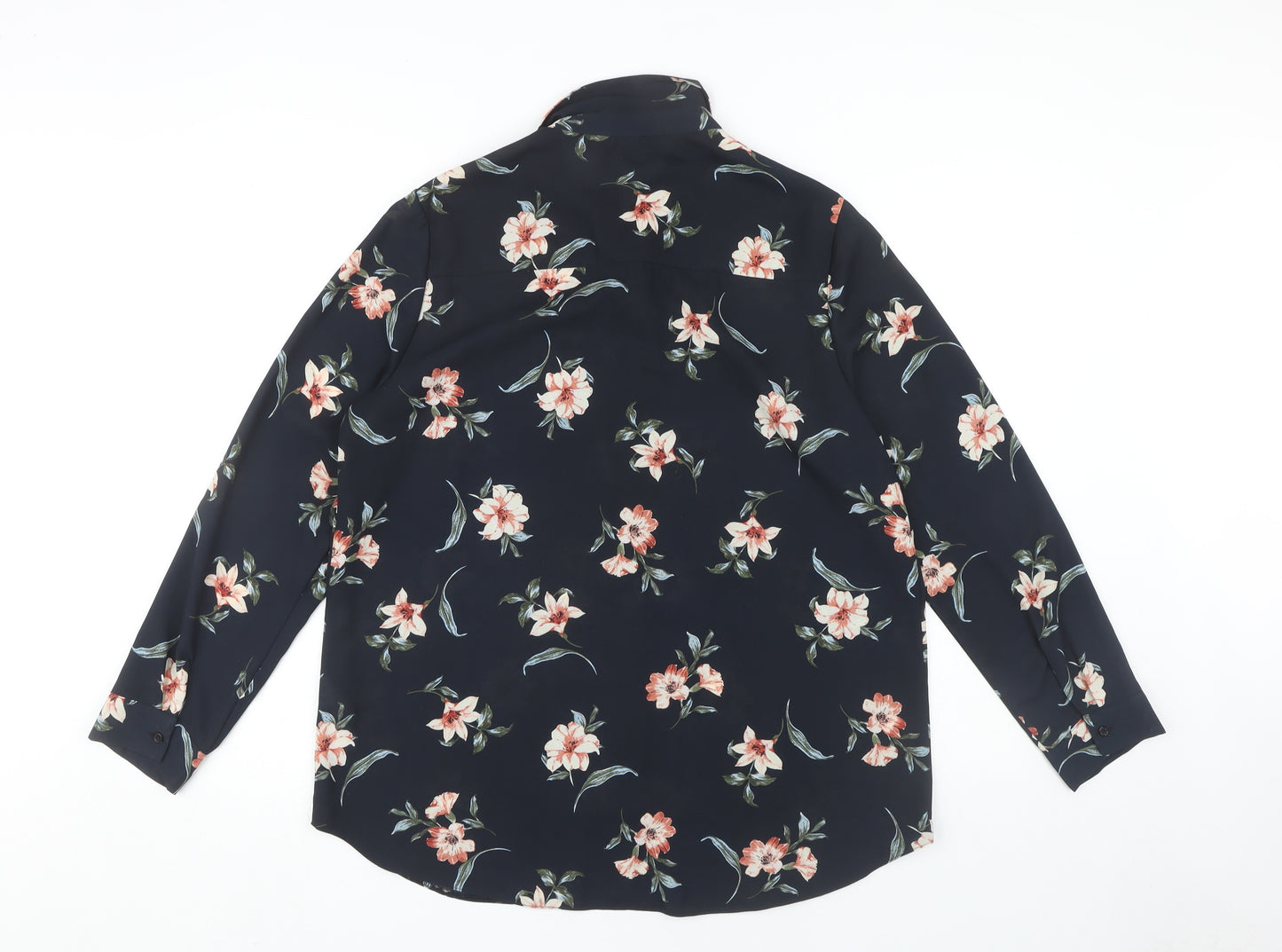 New Look Women's Black Floral Button-Up Shirt UK 16
