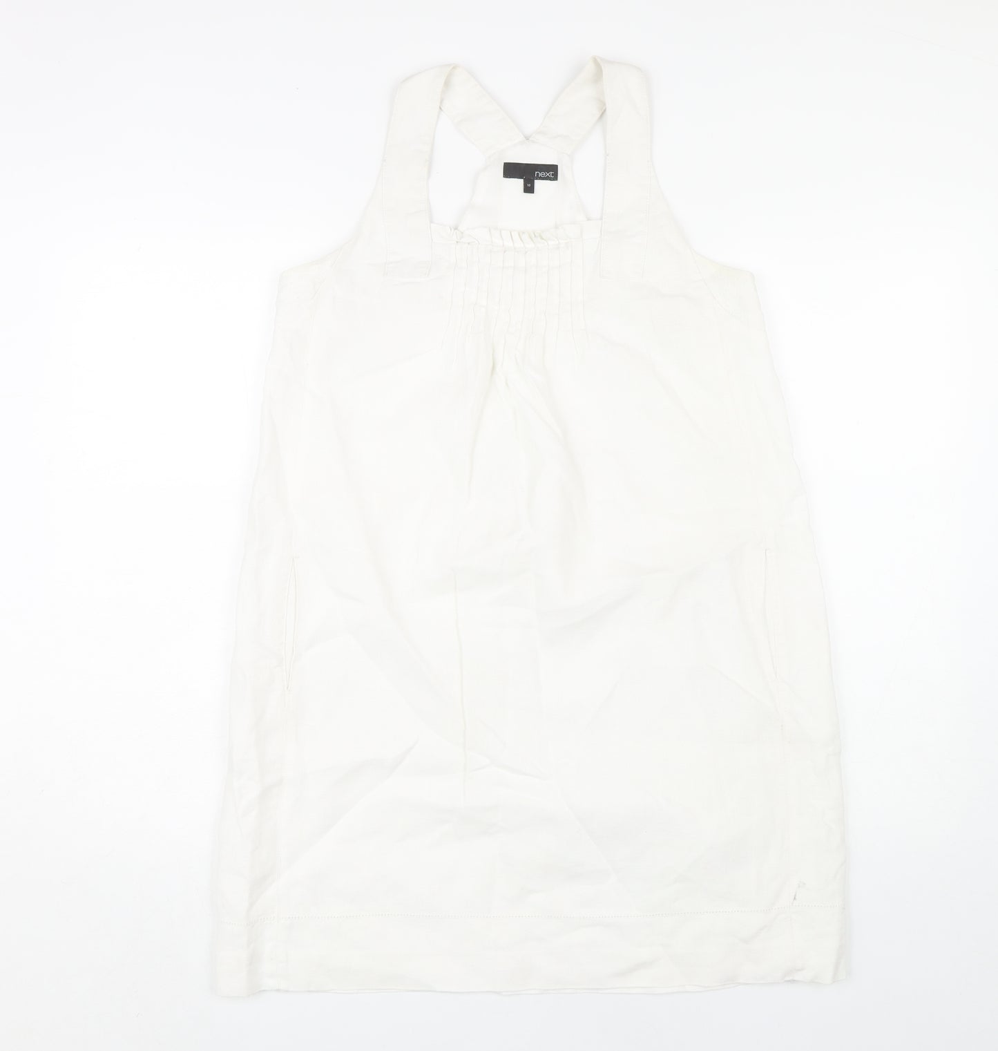 Next Women’s White Pinafore Dress Size 10 Linen