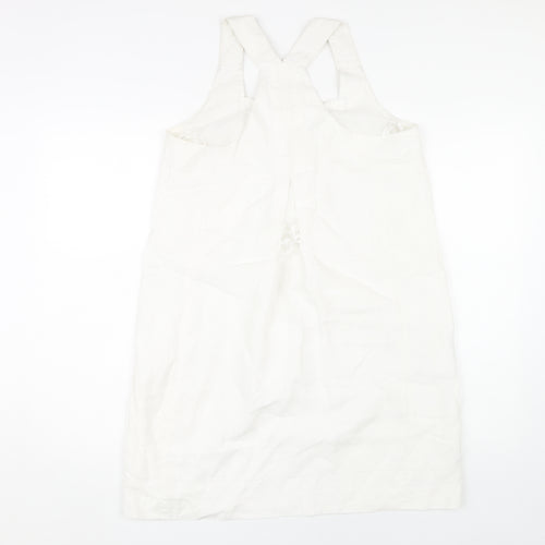 Next Women’s White Pinafore Dress Size 10 Linen