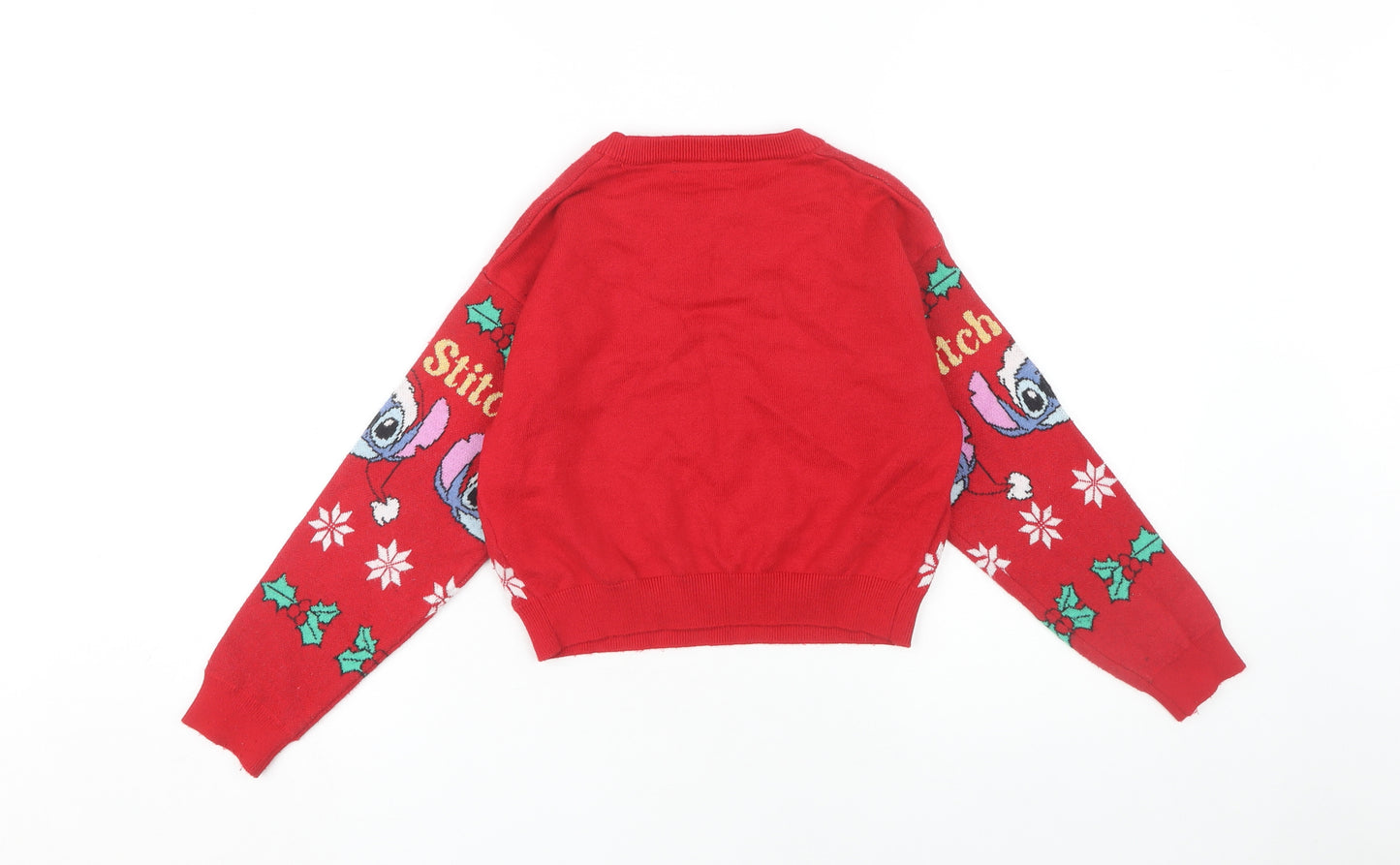 Disney Red Stitch Girls Pullover Jumper, 9-10 Years - Christmas