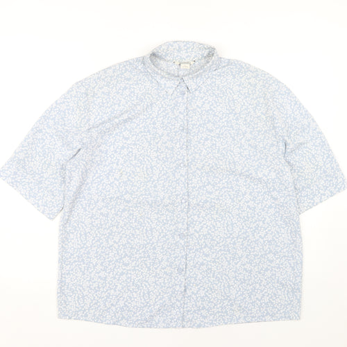 Monki Women's Blue Floral Collared Blouse Size S