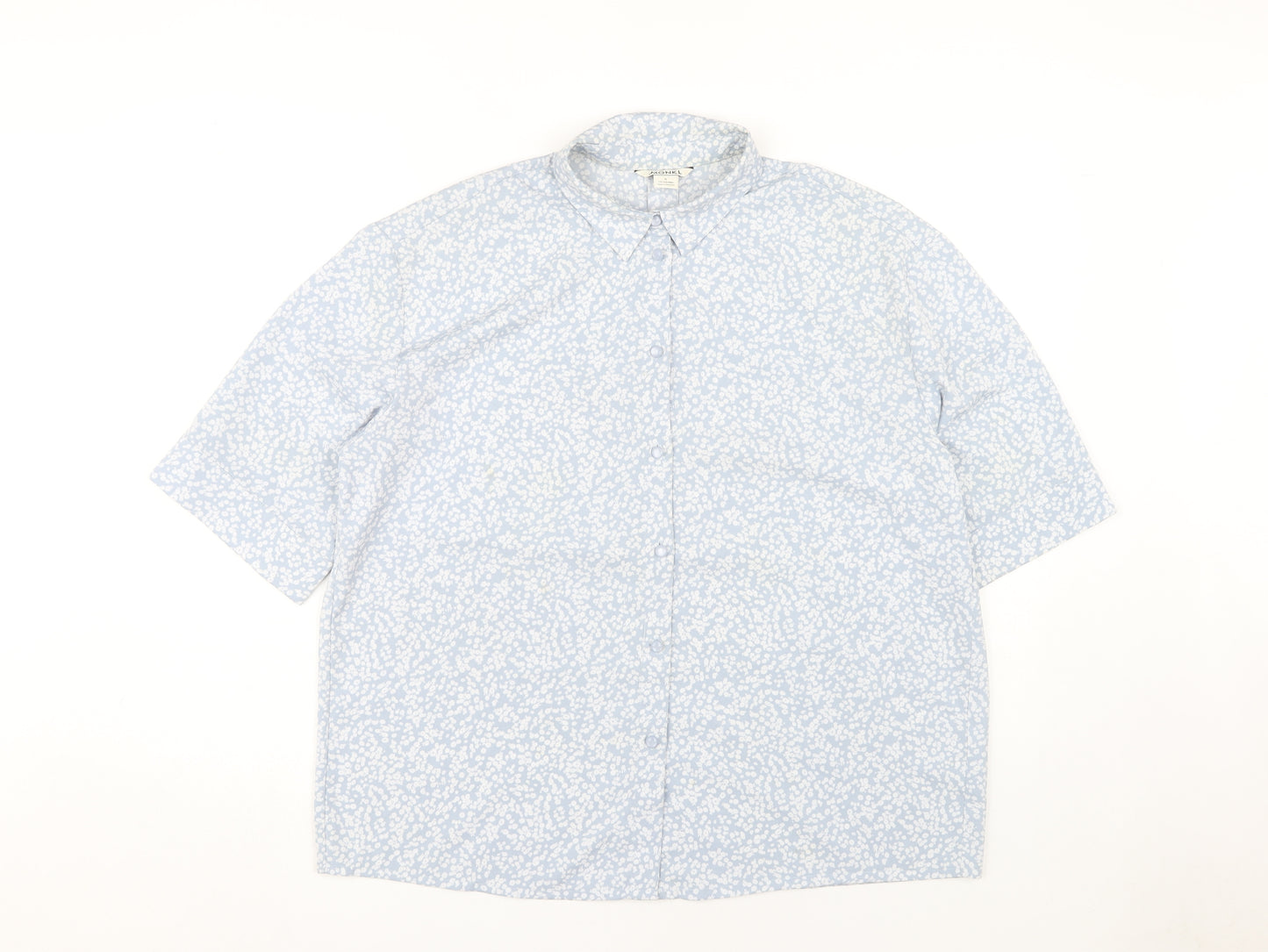 Monki Women's Blue Floral Collared Blouse Size S