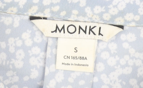 Monki Women's Blue Floral Collared Blouse Size S