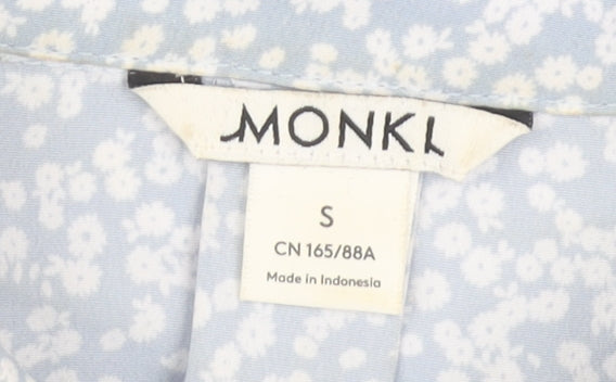 Monki Women's Blue Floral Collared Blouse Size S