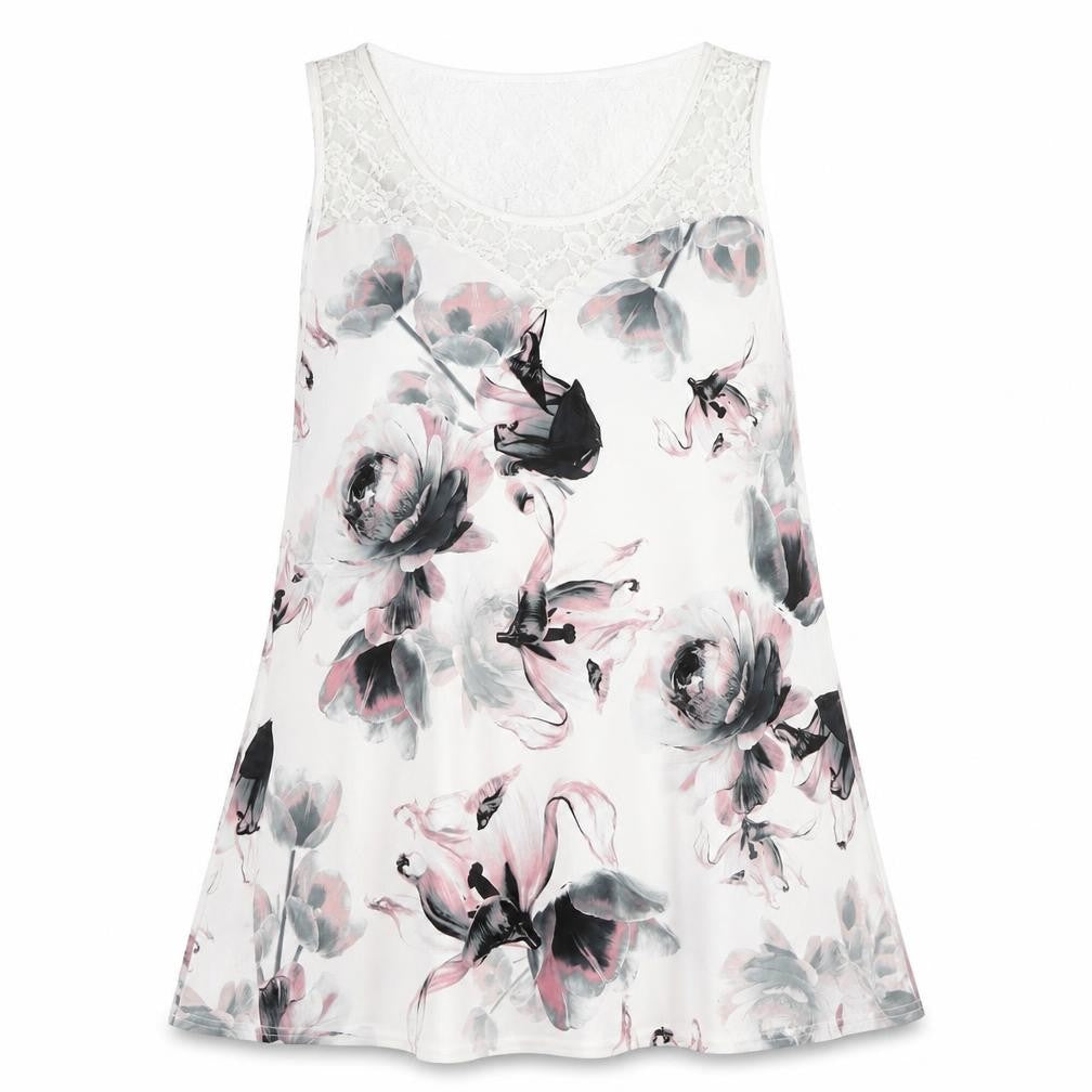 Front view of Yours Women's Plus Floral Lace Tank 22 Spring/Summer