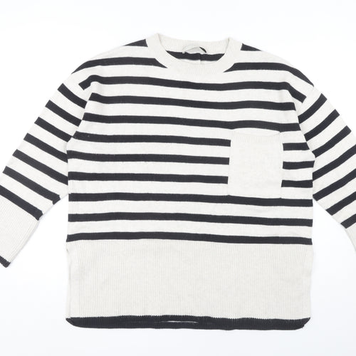 Oui Women's Striped Knit Jumper, Size 16, Black/White