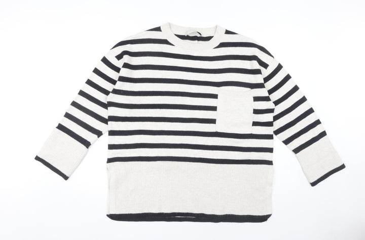 Oui Women's Striped Knit Jumper, Size 16, Black/White