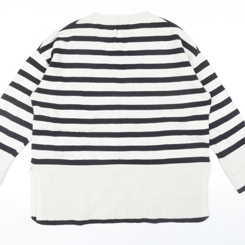 Oui Women's Striped Knit Jumper, Size 16, Black/White