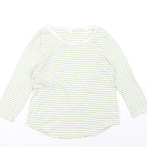 COS Women's Green Striped Long Sleeve Cotton Top