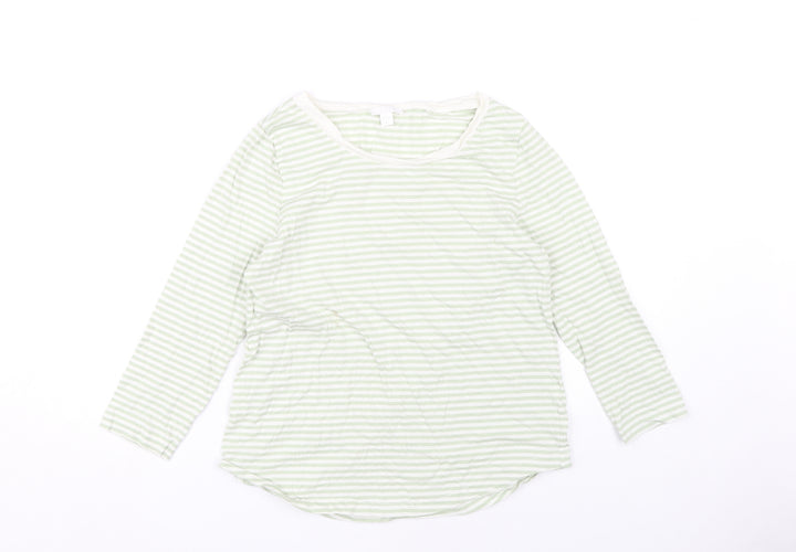 COS Women's Green Striped Long Sleeve Cotton Top