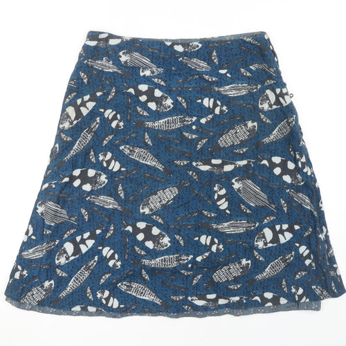 White Stuff Women's Blue A-Line Animal Print Skirt Size 10