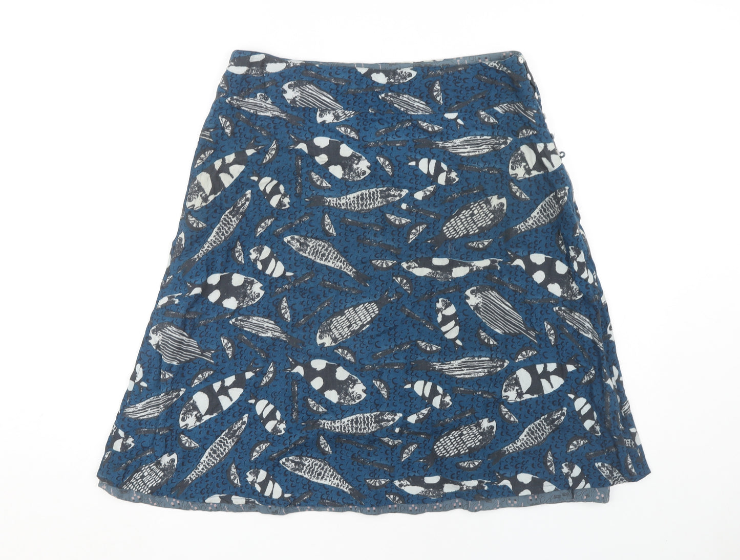 White Stuff Women's Blue A-Line Animal Print Skirt Size 10