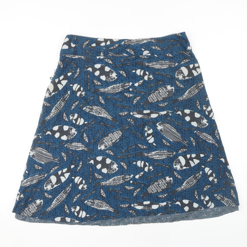 White Stuff Women's Blue A-Line Animal Print Skirt Size 10