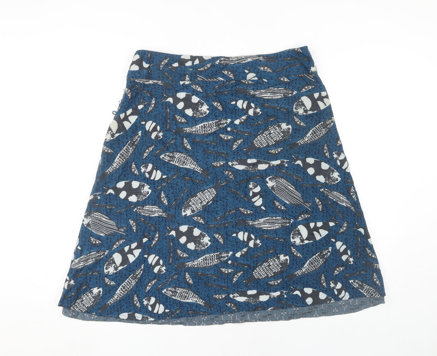 White Stuff Women's Blue A-Line Animal Print Skirt Size 10