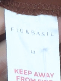 Fig & Basil Brown Long Sleeve Top Women's Size 12