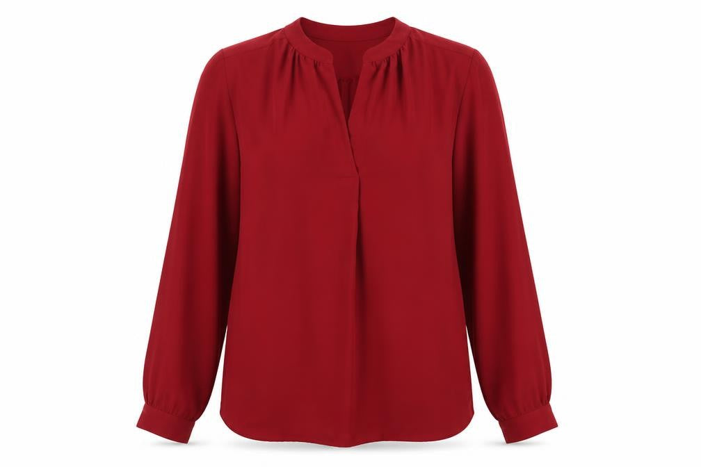 Front view of LOFT Women's Red Blouse, XS, Polyester, Casual