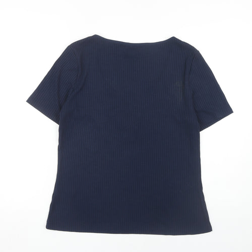 Warehouse Women's Blue Scoop Neck Basic T-Shirt Size 16