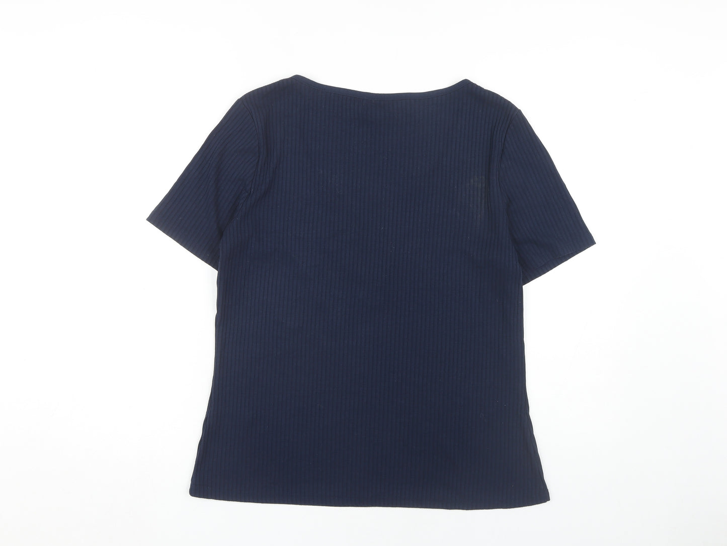 Warehouse Women's Blue Scoop Neck Basic T-Shirt Size 16