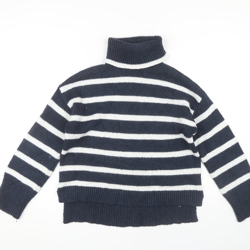 Crew Clothing Company Women's Blue Roll Neck Jumper