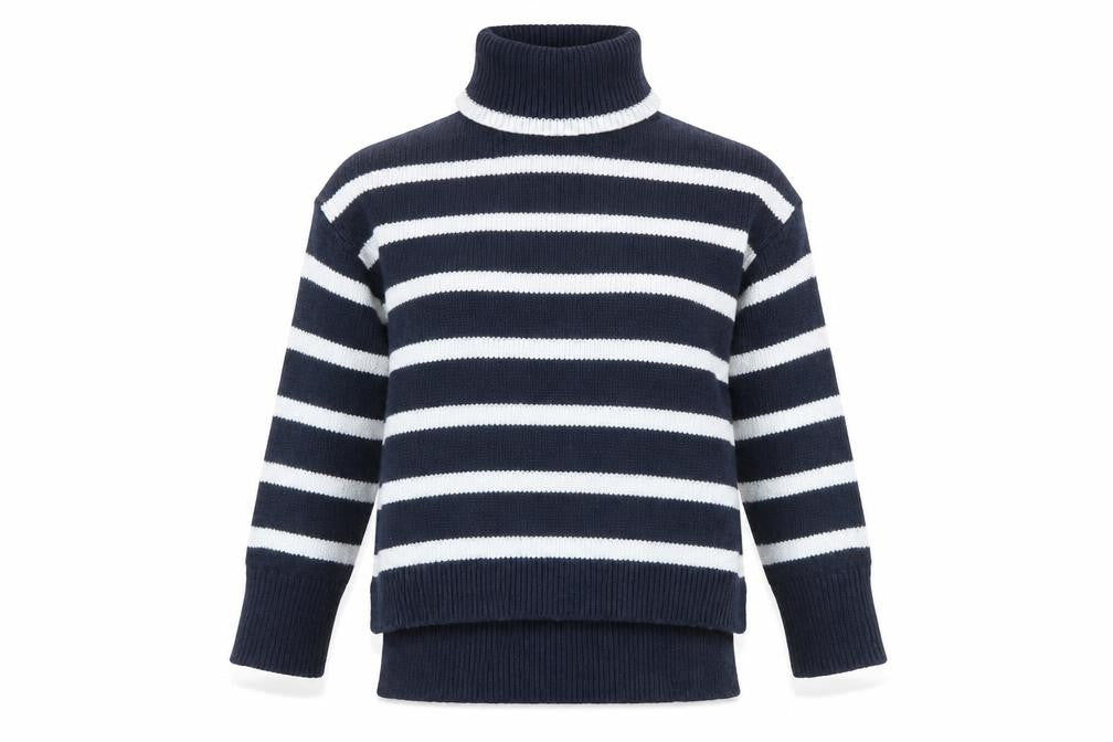 Crew Clothing Company Women's Blue Roll Neck Jumper