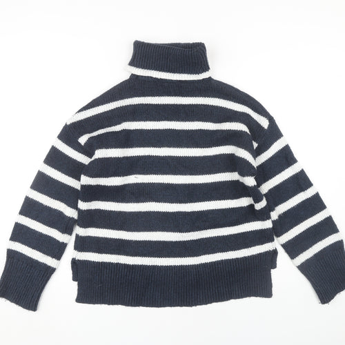 Crew Clothing Company Women's Blue Roll Neck Jumper