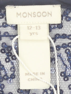 Monsoon Girls Blue Sequin Top 12-13 Years Party
