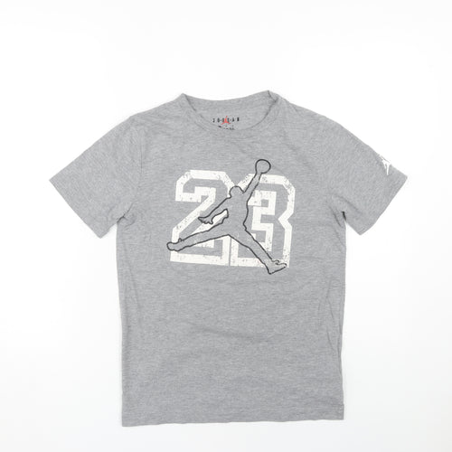Jordan Boys Grey T-Shirt, Size L, Graphic Sports Tee