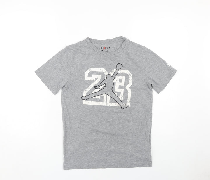 Jordan Boys Grey T-Shirt, Size L, Graphic Sports Tee