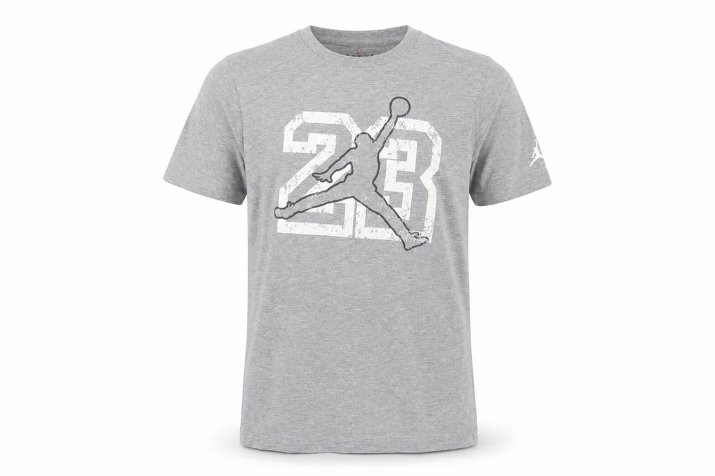 Jordan Boys Grey T-Shirt, Size L, Graphic Sports Tee