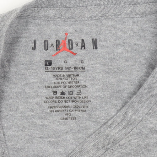 Jordan Boys Grey T-Shirt, Size L, Graphic Sports Tee