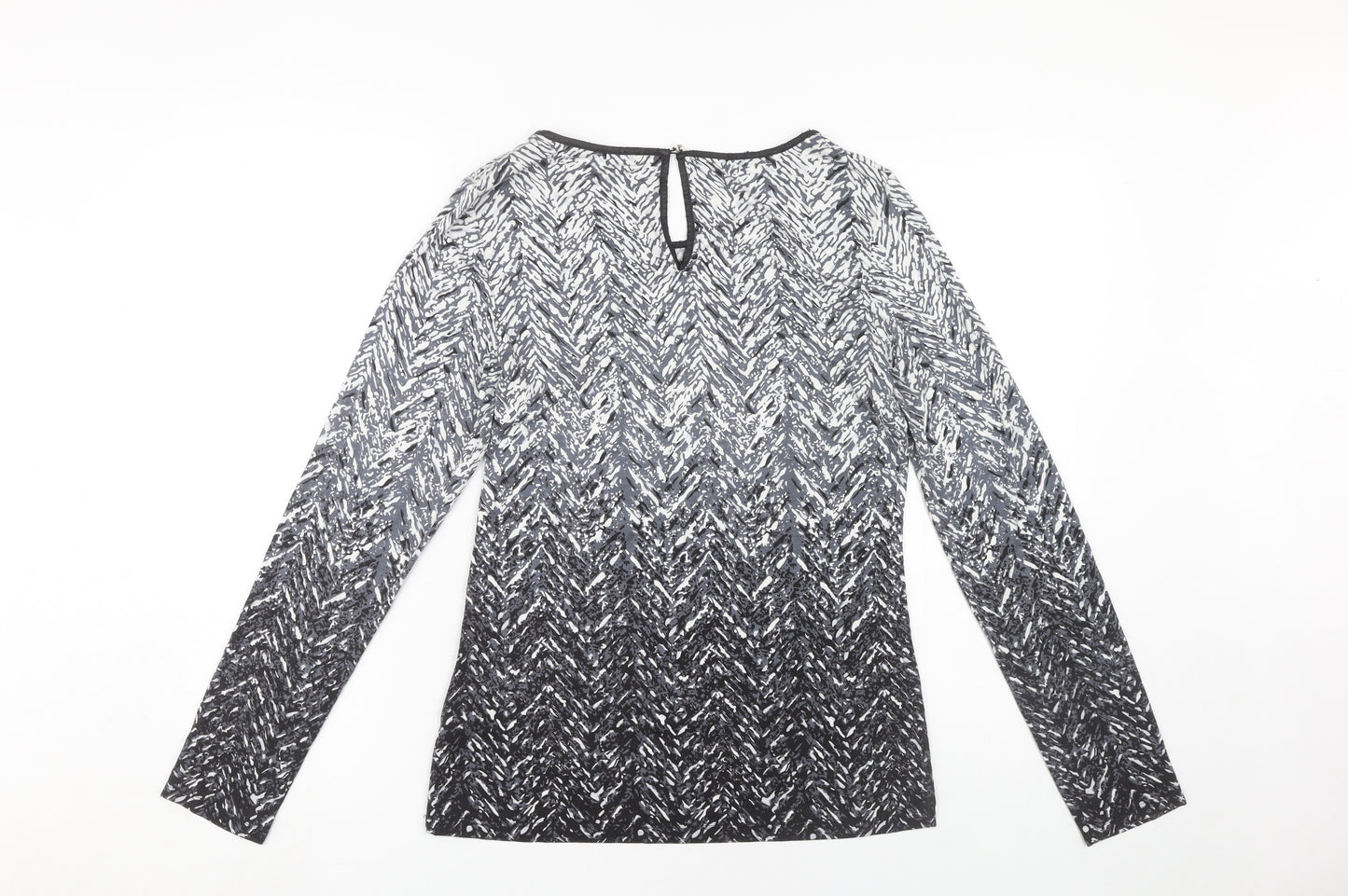 Oasis Women's Black White Geometric Top M Long Sleeve