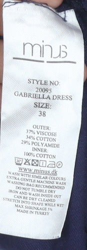 Minus Women's Blue Sheath Lace Dress Size 10 Short Sleeve