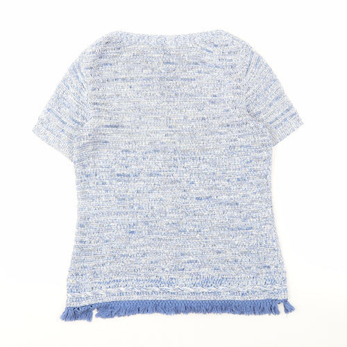 Laura Ashley Women's Blue Knit Jumper Fringe