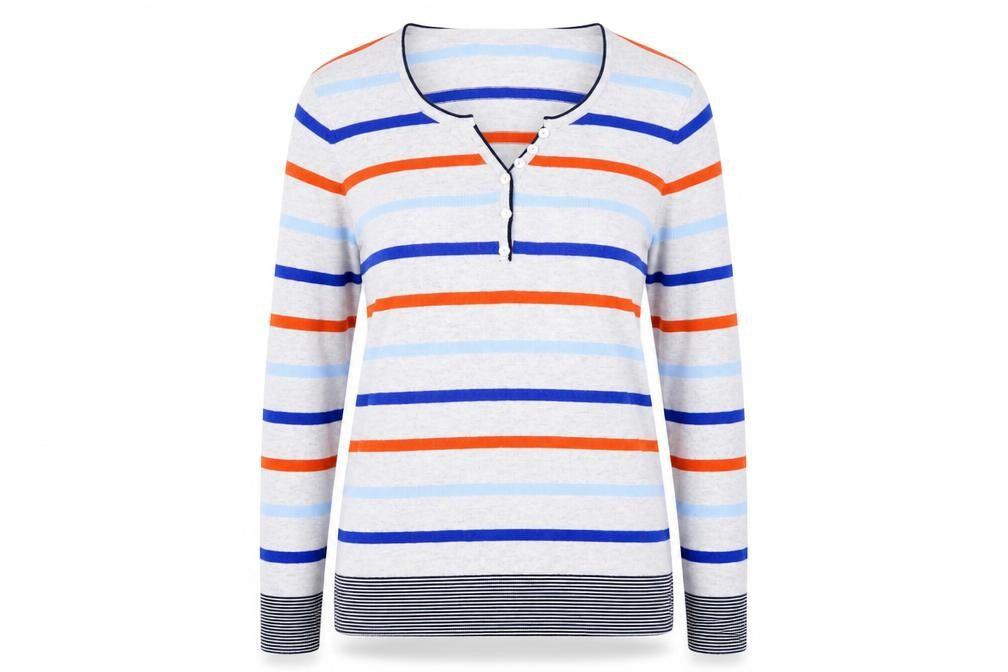 Front view of Laura Ashley Women's Multicoloured Henley Jumper -, size 12