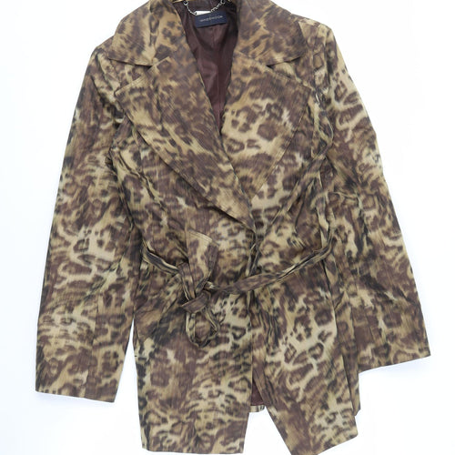 Windsmoor Women's Brown Animal Print Belted Coat