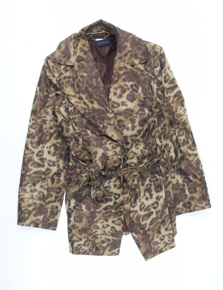 Windsmoor Women's Brown Animal Print Belted Coat