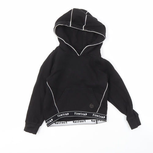 Firetrap Girls Black Hoodie, Age 4-5, Pullover Cotton