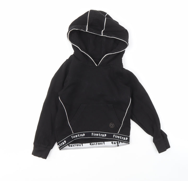 Firetrap Girls Black Hoodie, Age 4-5, Pullover Cotton