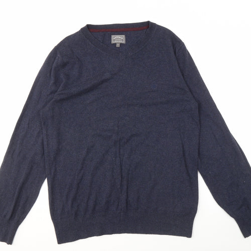 Fat Face Men's Blue V-Neck Pullover Jumper L