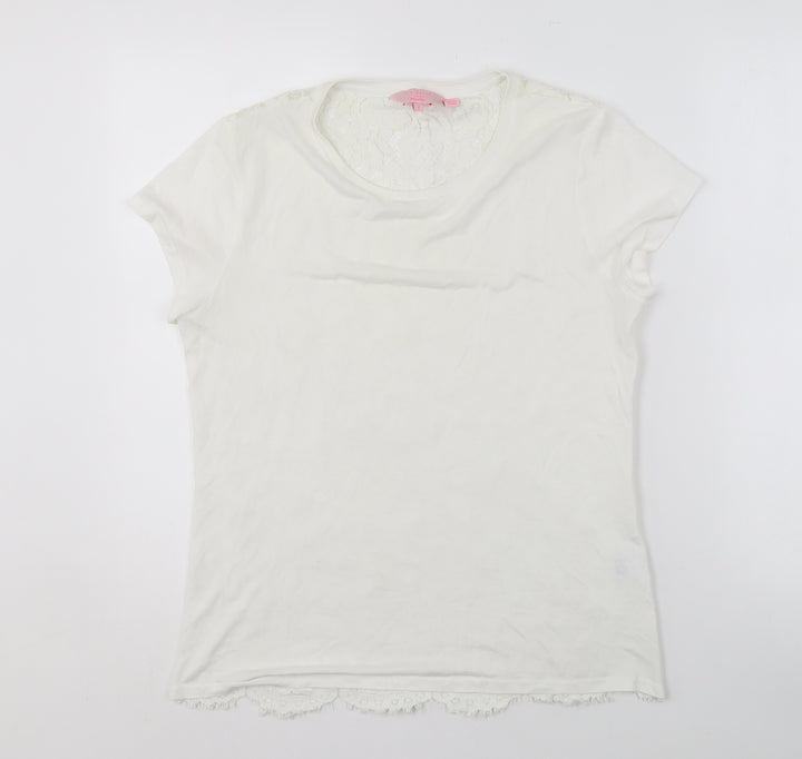 Ted Baker Women's White Lace T-Shirt Size 2 UK