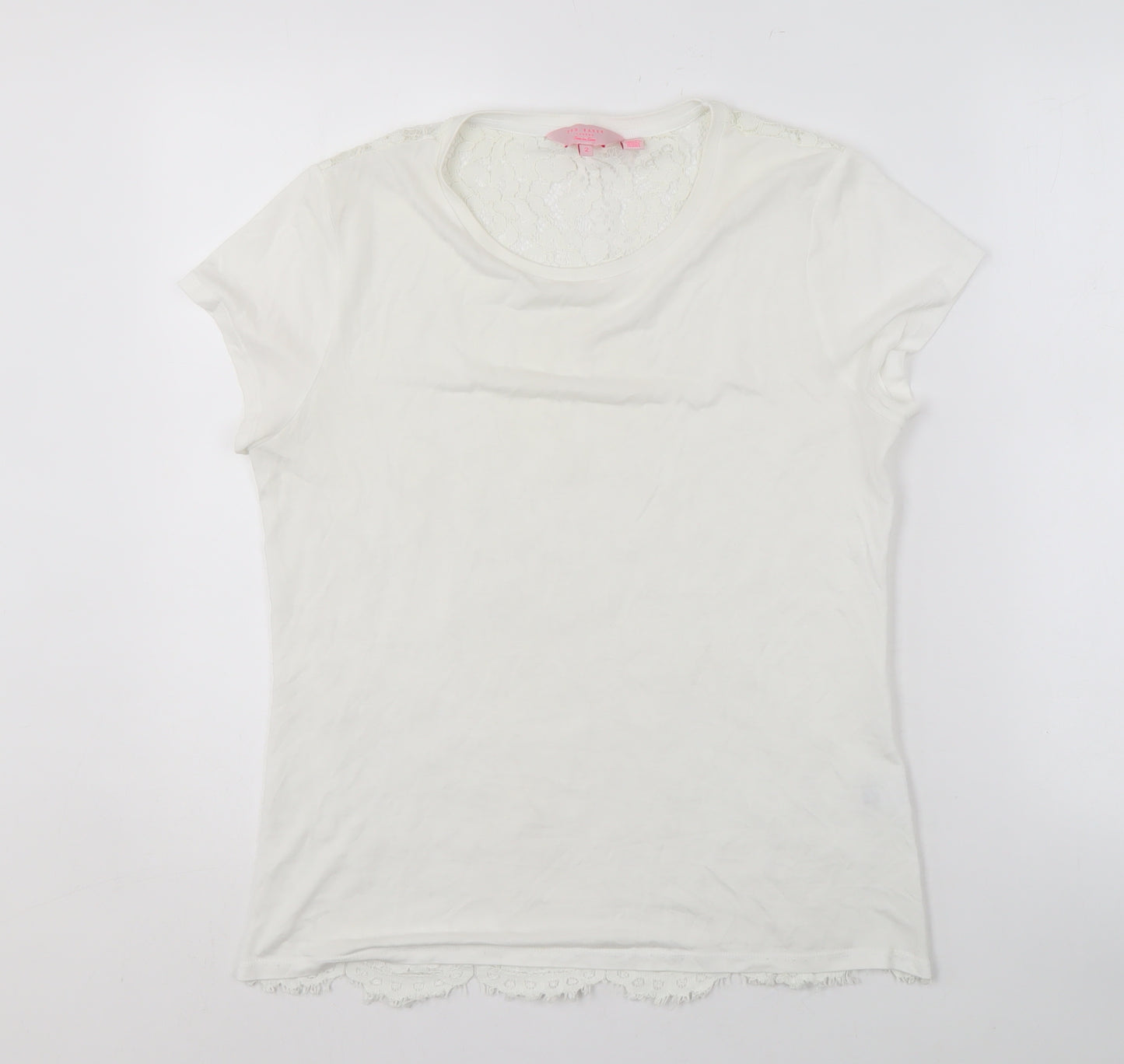 Ted Baker Women's White Lace T-Shirt Size 2 UK