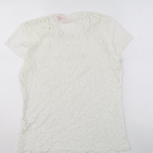 Ted Baker Women's White Lace T-Shirt Size 2 UK