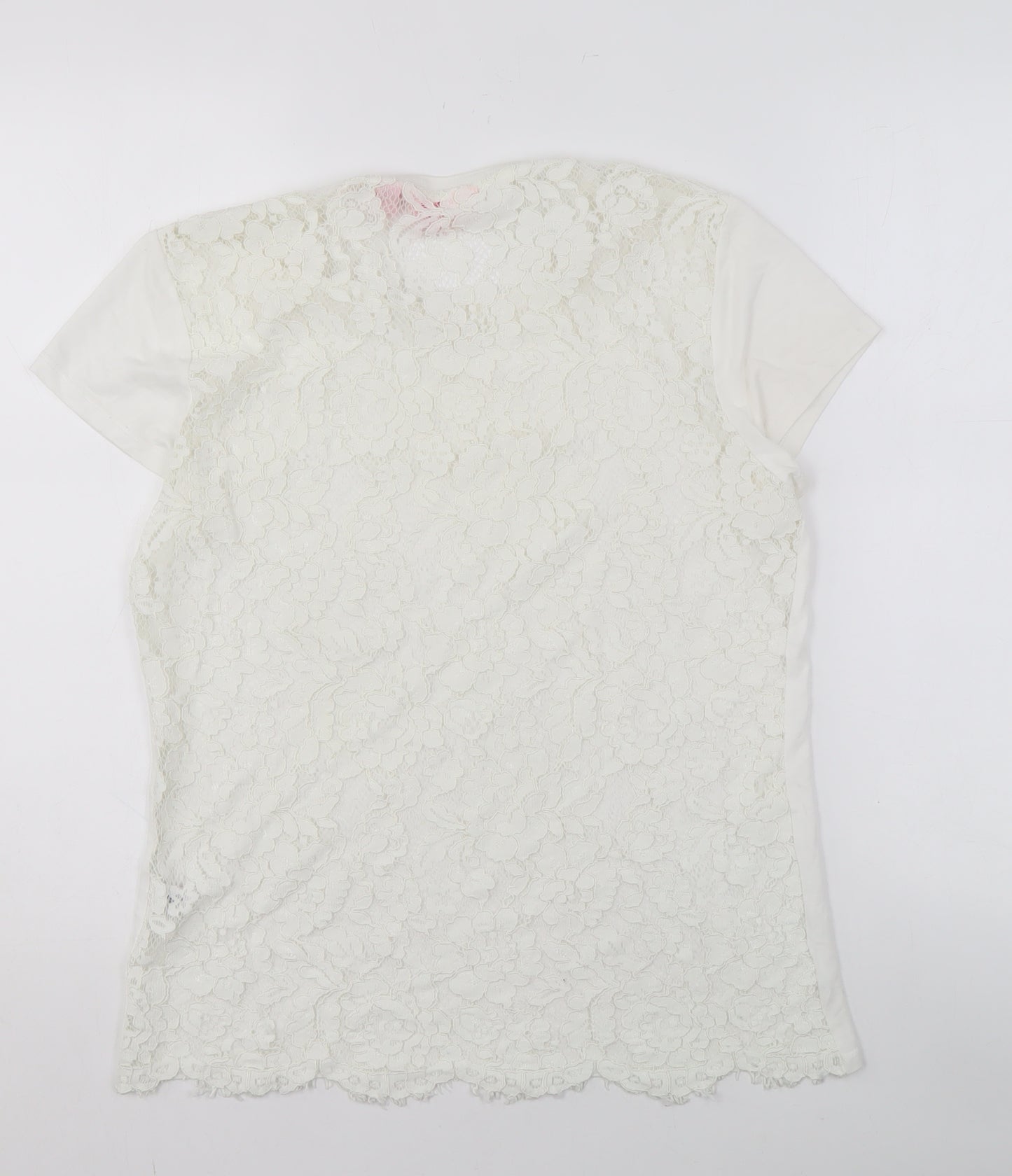 Ted Baker Women's White Lace T-Shirt Size 2 UK