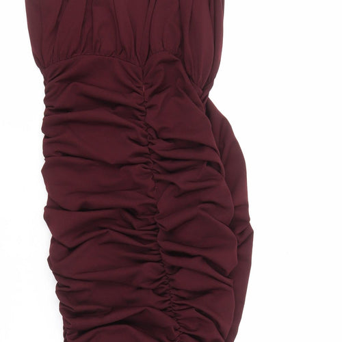 AX Women's Red Ruched Dress Size 10