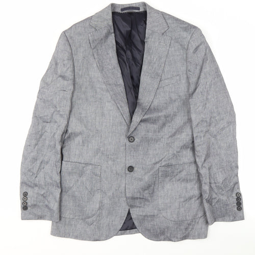 Marks and Spencer Men's Grey Linen Blazer, Size 40 Regular Fit