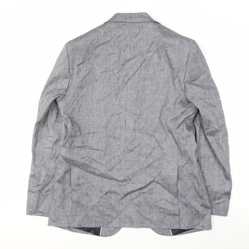 Marks and Spencer Men's Grey Linen Blazer, Size 40 Regular Fit