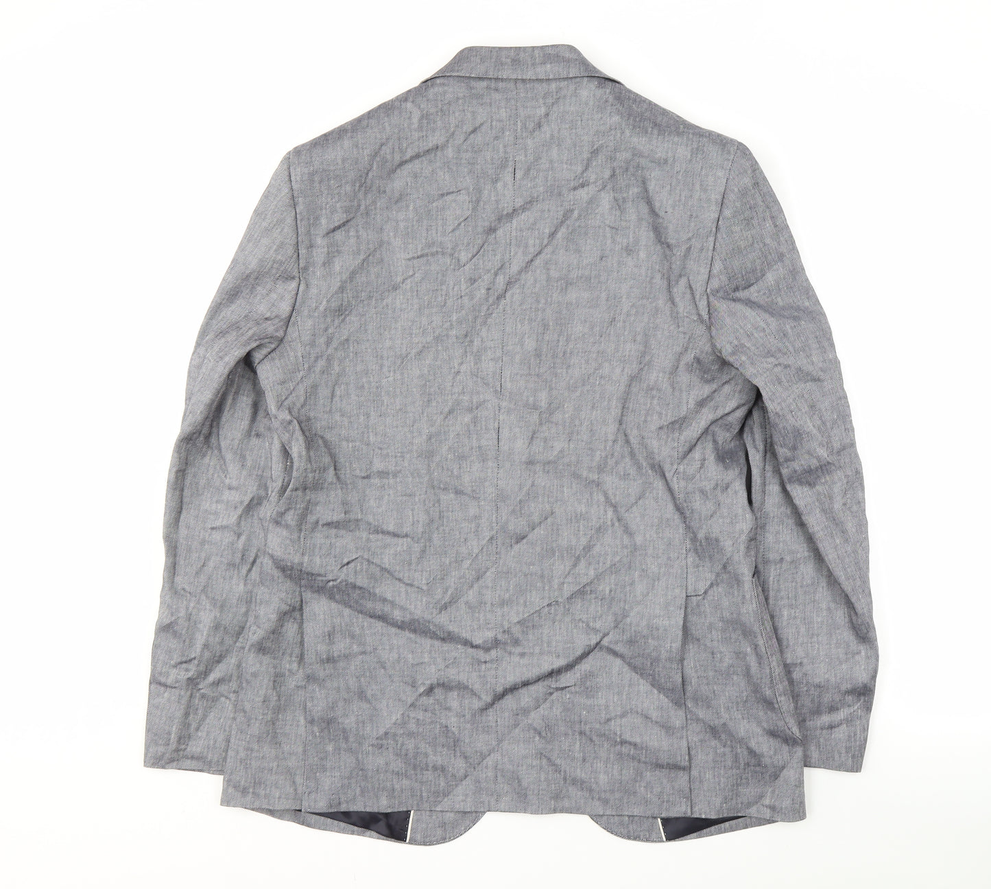 Marks and Spencer Men's Grey Linen Blazer, Size 40 Regular Fit
