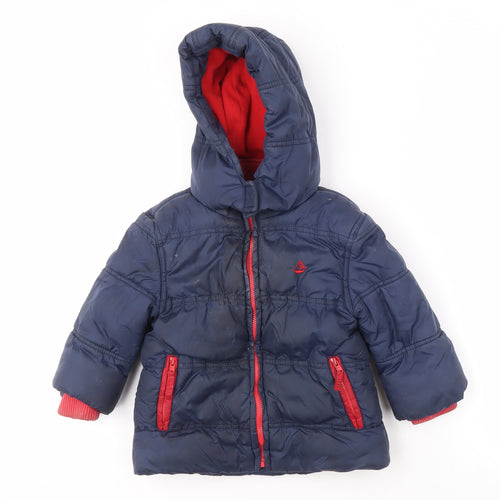 JoJo Maman Bébé Blue Puffer Jacket 18-24 Months Unisex