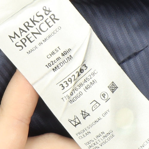 Marks and Spencer Men's Blue Striped Blazer M